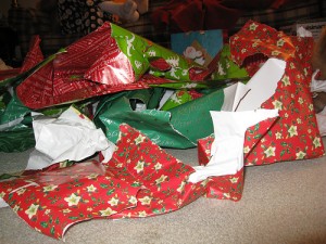 Holiday clean-up wrapping paper 